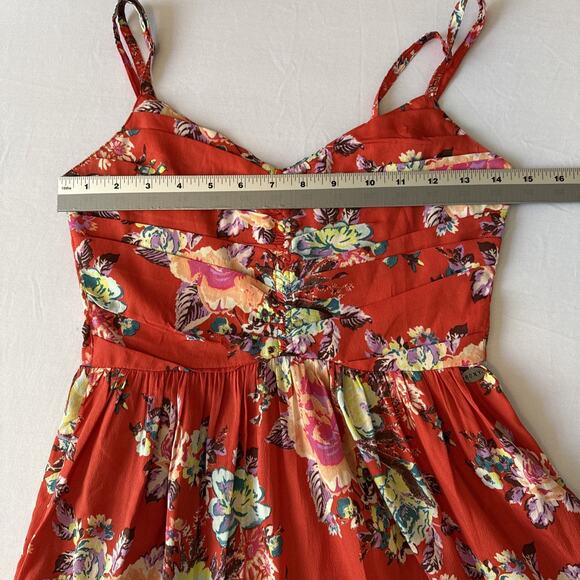 Roxy Women's XS Cottage Red Floral Smocked Mini Sundress Surf Skater Boho - Picture 8 of 12